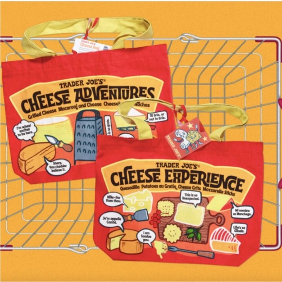 Red and Yellow Cheese Adventure Reusable Tote Bag NEW - Picture 1 of 2